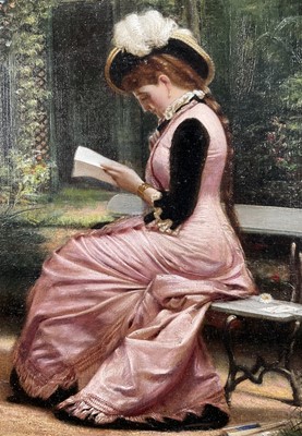 Lot 1159 - Manner of Jessica Hayllar (1858-1940) oil on canvas - The Love Letter, 35cm x 27cm, in gilt frame