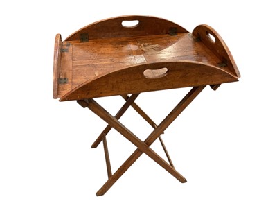 Lot 1396 - 19th century mahogany butler's tray on folding stand