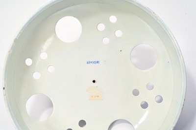 Lot 89 - Early 19th century blue and white Spode pot pourri of very large size, of ovoid form with pierced and internal covers, printed in Marble, Cracked Ice and Prunus, 36cm high