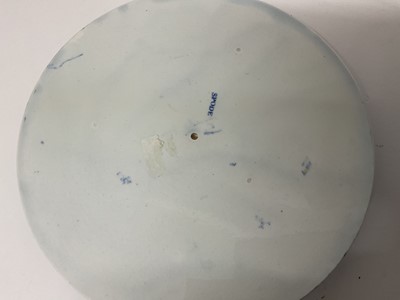 Lot 89 - Early 19th century blue and white Spode pot pourri of very large size, of ovoid form with pierced and internal covers, printed in Marble, Cracked Ice and Prunus, 36cm high