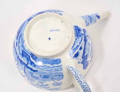 Lot 95 - Early 19th century pair of Spode blue and white invalid feeder/s, one printed with Queen Charlotte, the other with the Tower pattern, both with stamped marks, 18.5cm and 20cm across