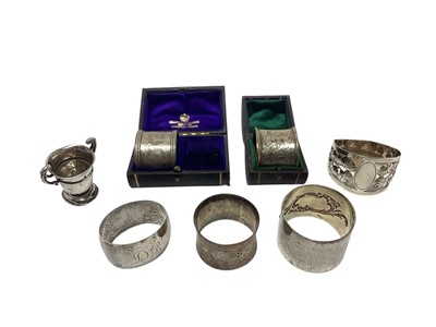 Lot 237 - Group of miscellaneous silver and white metal, including four silver napkin rings