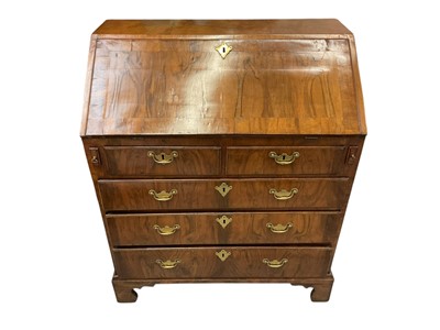 Lot 1330 - George I walnut crossbanded bureau
