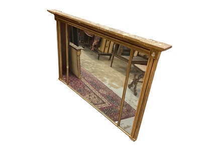 Lot 1332 - Regency gilt triple plate overmantel mirror