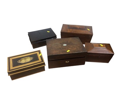 Lot 5159 - Two 19th century tea caddies, a Victorian sewing box an...