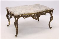 Lot 1268 - Gilt metal and marble-topped coffee table with...