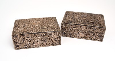 Lot 286 - Pair of Victorian silver mounted jewellery boxes...