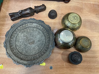 Lot 5172 - Indian white metal dish and other items
