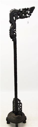 Lot 1270 - Antique Chinese carved hardwood standard lamp...