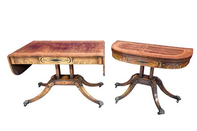 Lot 1445 - Highly unusual Regency rosewood and parquetry inlaid ensuite sofa table and card table