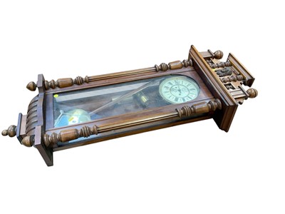 Lot 5063 - Vienna style regulator wall clock, 117cm total length