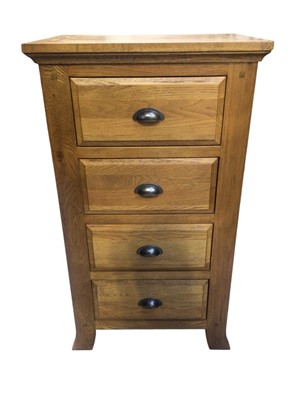 Lot 5307 - Oak four drawer chest with scoop handles measuring approximately 101cm tall