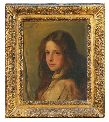 Lot 1012 - Philip de László (1869-1937) oil on canvas board in gilt frame 'Countess Wharncliffe, neé Maud Lillian Elfrida Mary Wentworth-FitzWilliam, 1912' 40cm x 32cm, Inscribed top left 'P.A de Lászlo. 1...