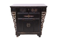 Lot 1280 - Antique Chinese ebonised cabinet with...