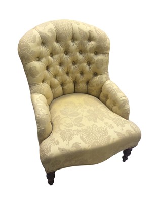 Lot 5318 - Antique button back armchair with mahogany frame