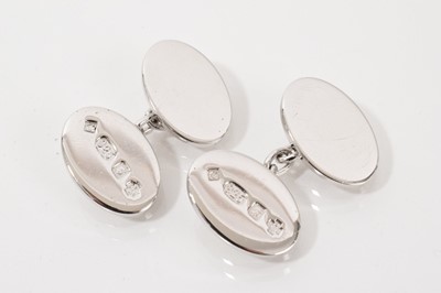 Lot 483 - Pair of Dunhill silver cufflinks, millennium hallmarks.