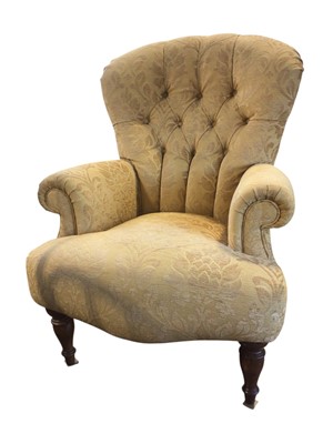 Lot 5319 - Victorian deep button back armchair with mahogany frame