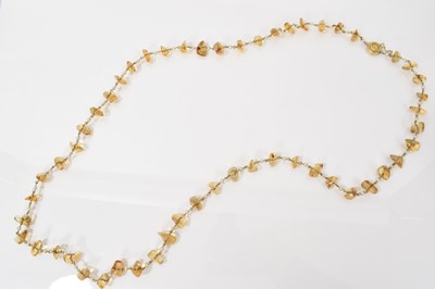 Lot 484 - Citrine and cultured pearl necklace with polished citrines and cultured pearl spacers