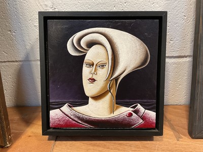 Lot 5085 - Fe Rodriguez, 'Sofisticada', acrylic on panel, 9x9"