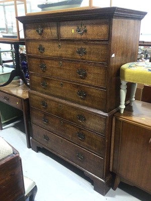 Lot 5321 - Georgian oak chest on chest measuring approximately 167cm tall