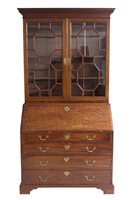 Lot 1288 - George III mahogany bureau Bookscase, the...