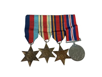 Lot 11 - Second World War medal group comprising 1939 - 1945 Star, Africa Star, Burma Star and War medal (mounted on bar).