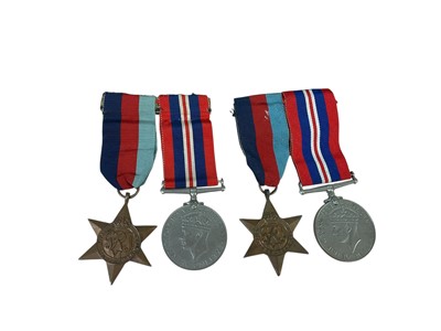 Lot 14 - Second World War medal pair comprising 1939 - 1934 Star and War medal, together with another matching pair (both pairs mounted on bar).