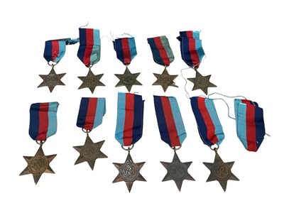 Lot 20 - Collection of ten Second World War 1939 - 1945 Stars (with ribbons), (10).