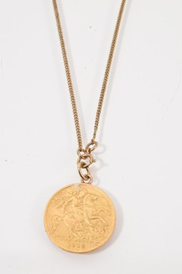 Lot 441 - Gold half sovereign pendant on chain