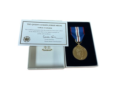 Lot 35 - Elizabeth II 2002 Golden Jubilee medal in original Royal Mint cardboard box.