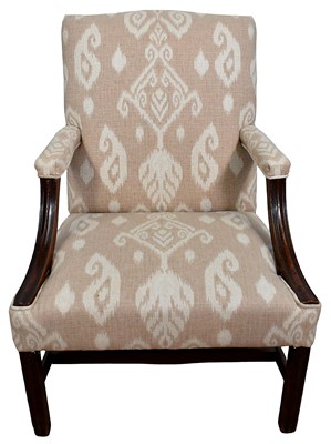 Lot 1300 - Georgian style mahogany Gainsborough armchair, well upholstered in contemporary fabric