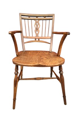 Lot 1346 - George III yew, fruitwood and elm Mendlesham chair