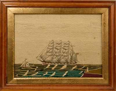 Lot 875 - 19th century woolwork ship picture
