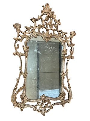 Lot 1387 - Chippendale style silvered hand carved wall mirror
