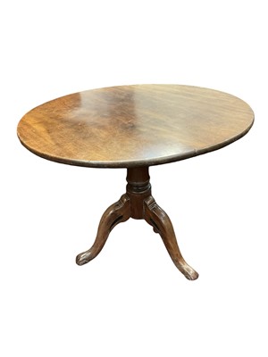 Lot 1386 - George III mahogany supper table, the tripod base cut down