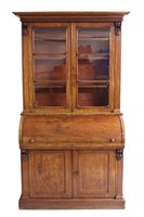 Lot 1301 - Good William IV mahogany cylinder fronted...