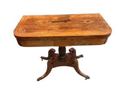 Lot 1381 - Regency mahogany and brass inlaid card table