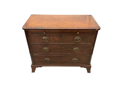 Lot 1380 - George III mahogany chest with brushing slide and fluted angles