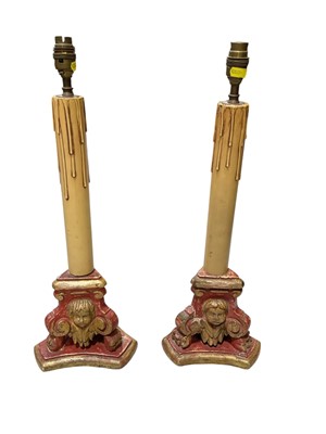 Lot 5137 - Pair of lamps in the style of Venetian candlesticks, 56cm high excluding shades