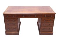 Lot 1303 - Victorian mahogany twin pedestal desk, the...