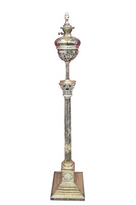 Lot 1371 - Impressive silver plated floorstanding Corinthian column standard lamp