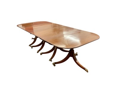 Lot 1363 - Good and unusually large George III style mahogany quadruple pedestal dining table