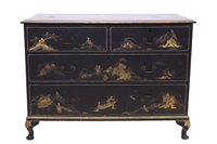 Lot 1307 - Early 20th century black lacquered and gilt...