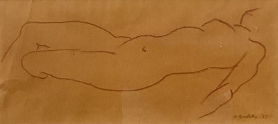 Lot 1171 - *Horace Brodzky (1885-1969) pastel sketch - Reclining Nude, signed and dated '37, 19cm x 41cm, in glazed frame