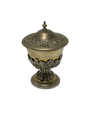 Lot 309 - White metal cup and cover
