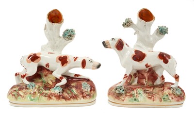 Lot 142 - Pair of Staffordshire figures of pointers