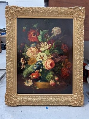 Lot 5260 - 19th century school oil on canvas still life of flowers in a vase