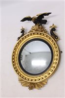 Lot 1319 - Good Regency gilt convex wall mirror, the...