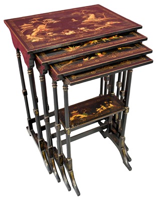 Lot 1339 - Early 20th century Chinoiserie quartetto nest of occasional tables