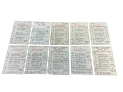 Lot 44 - Collection of ten Second World War campaign medal slips, from the Army Council, (10).